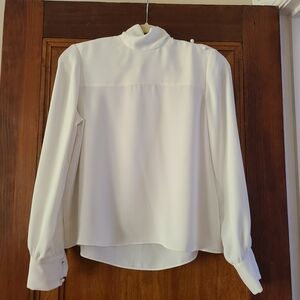 Wilfred High-Neck Long-Sleeve White Blouse